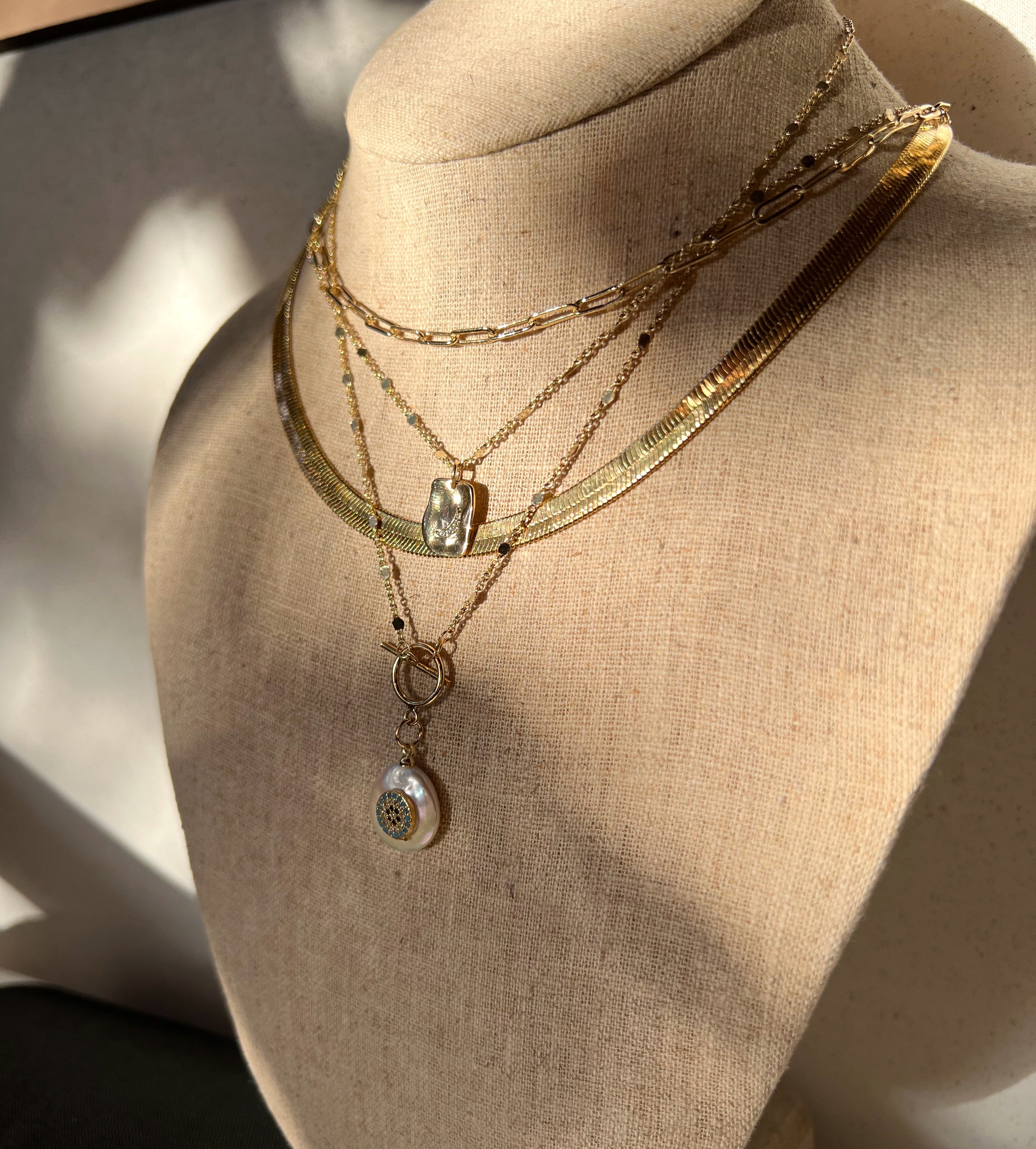 Pearl Evil Eye Lariat Necklace