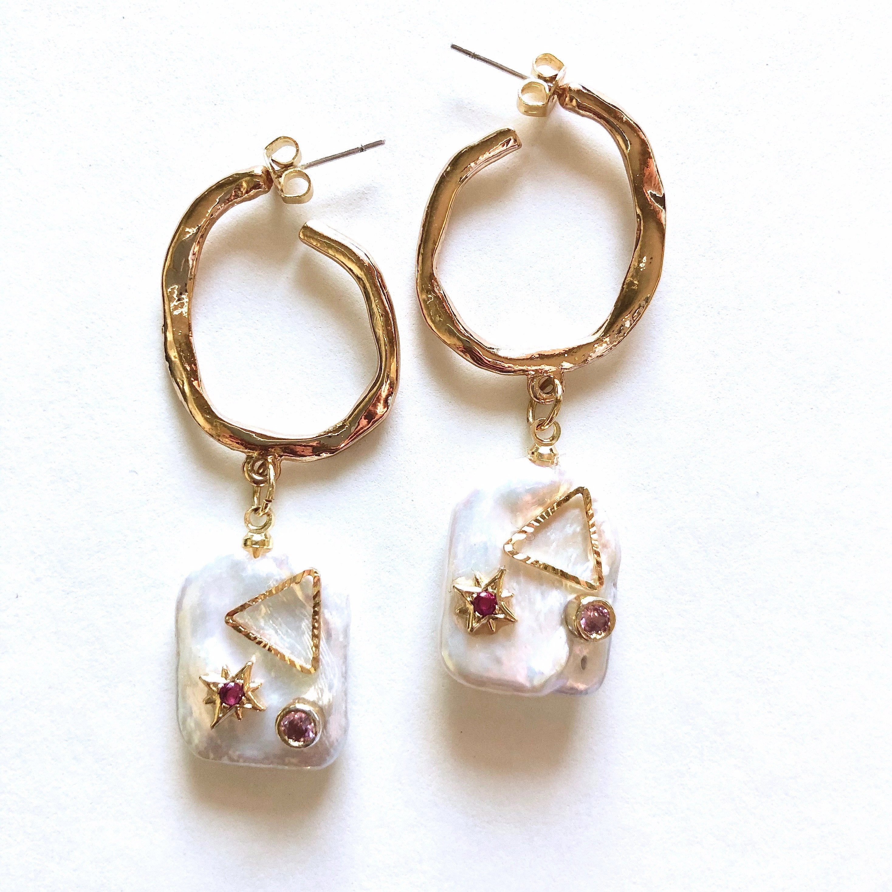 Pearl Drop Gem Earring